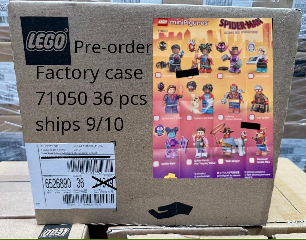 BULK PRE-ORDER Lego 71050 Minifigures Spiderman Across the Spider Verse 4 cases of 36 @ $149/case