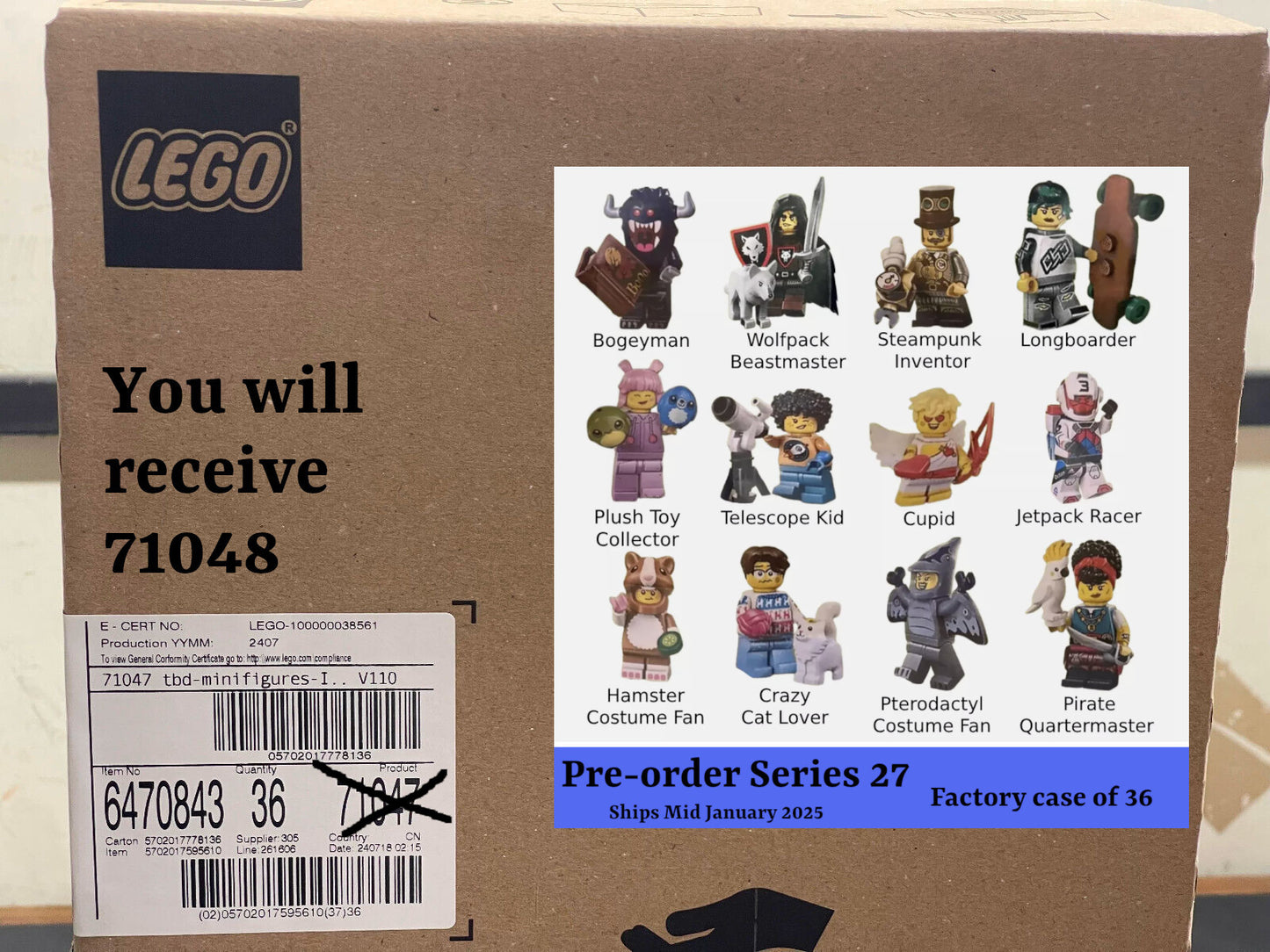 Lego Minifigures 71048 Series 27 - Case of 36 CMF  (PRE-ORDER ships Mid Jan)